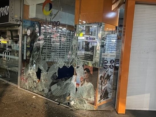 The pursuit left a huge damage bill after the car hit shops and street signs along the way. 