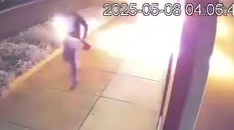 The teenager was seen on CCTV setting himself alight while allegedly firebombing the barber shop.