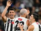 Scott Pendlebury, Steele Sidebottom and Bryaden Maynard during the win over the Bulldogs in March..