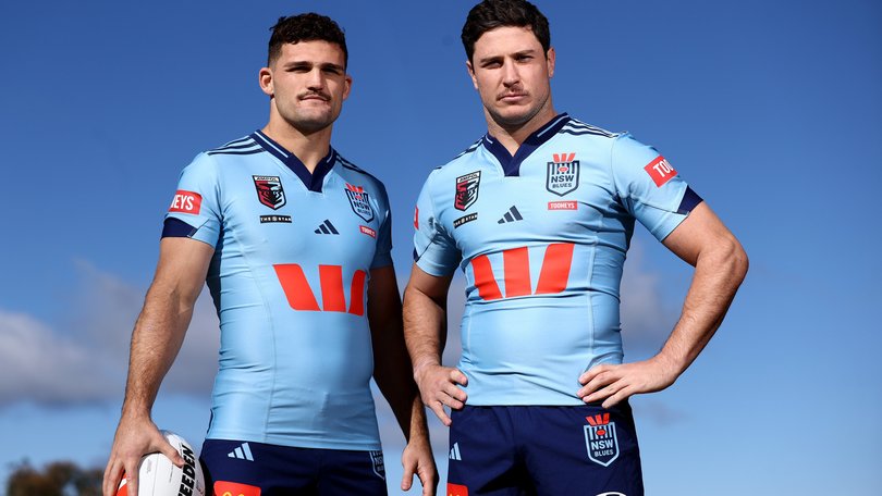 Nathan Cleary and Mitchell Moses on Tuesday.