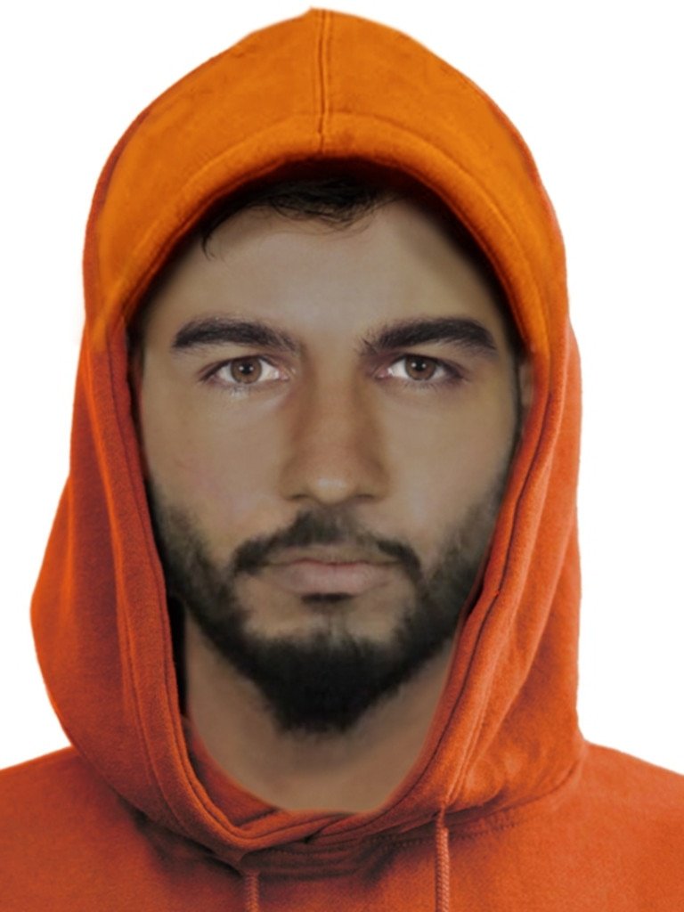 Police say a slim man, aged 25 to 30, of Middle Eastern appearance and wearing an orange hoodie, was involved in the attack. Picture: Victoria Police
