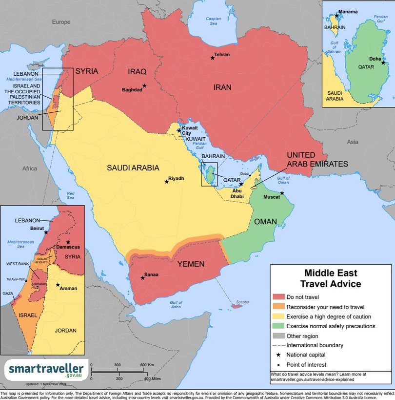 Travellers are being warned not to travel to Iran as a volatile military situation unfolds in the country.