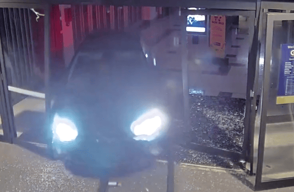 A car has been used to smash into a shopping centre in Central Queensland.
