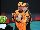 Oscar Piastri and Lando Norris after their one-two finish at the Spanish Grand Prix