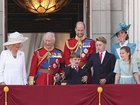 Prince George was seen calming down an exuberant Prince Louis at the Trooping the Colour flypast. (AP PHOTO)