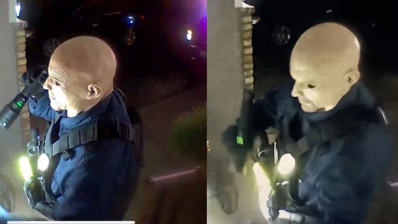 A gunman was on the loose Saturday night after terrifying images showed the killer wearing a creepy Halloween-style mask before launching into a ‘politically motivated assassination.’ The suspect has been identified as 57-year-old Vance Boelter. Picture FBI