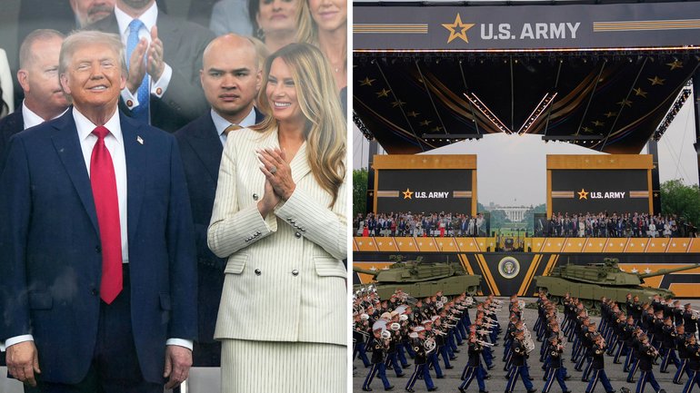 Security was heavy as Donald Trump and wife Melania walked out to Hail the Chief, pumping his fist to cheers of “U-S-A”.