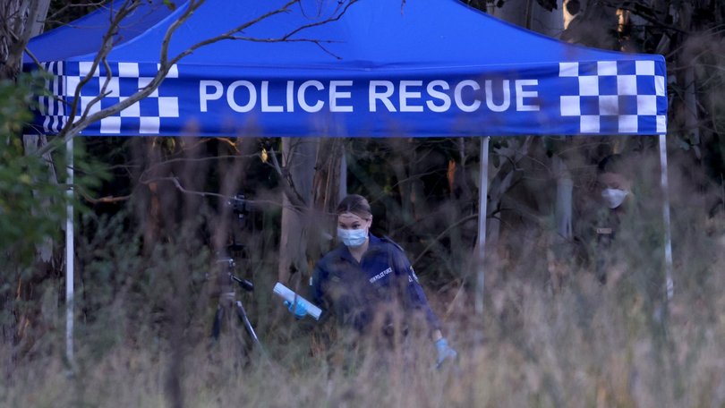 The body was discovered in the reserve on Sunday afternoon.
Picture: NewsWire / Damian Shaw..