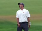 Adam Scott of Australia reacts to a missed birdie putt on the 15th green during the final round of the 125th U.S. Open.