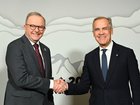 Australian Prime Minister Anthony Albanese shakes hands with Prime Minister of Canada Mark Carney during a bilateral meeting.
