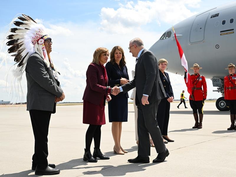 Prime Minister Anthony Albanese arrives in Calgary ahead of the G7 summit.