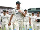 LONDON, ENGLAND - JUNE 13: Australia captain Pat Cummins leads his team from the fields at stumps on day three of ICC World Test Championship Final between South Africa and Australia at Lord's Cricket Ground on June 13, 2025 in London, England.  (Photo by Gareth Copley/Getty Images)