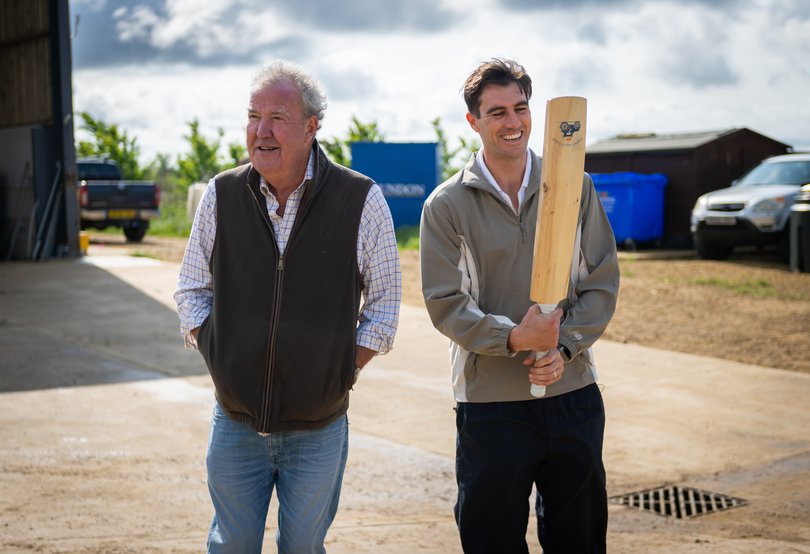 Pat Cummins during a visit to Jeremy Clarkson's Diddly Squat farm.