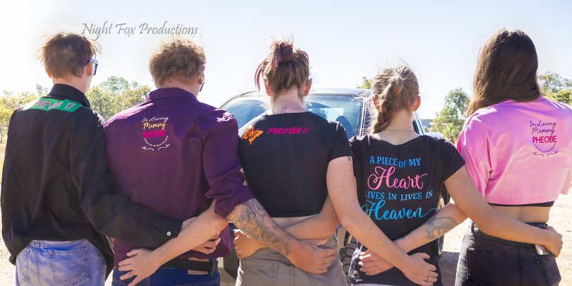 Those in attendance wore t-shirts with brightly coloured butterflies, “Forever 17” and “In loving memory of Pheobe” emblazoned on the back.