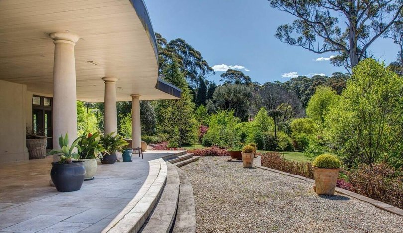 The sweeping terrace surrounding the home was used the reception space at the wedding venue.