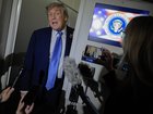 CALGARY, ALBERTA - JUNE 16: U.S. President Donald Trump talks to reporters on board Air Force One after leaving early from the G7 Leaders' Summit on June 16, 2025 in Calgary, Alberta. Trump said he was leaving the summit a day early to return to Washington to try to deal with the conflict between Israel and Iran.  (Photo by Chip Somodevilla/Getty Images)