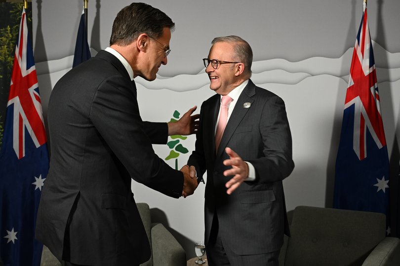 Anthony Albanese with Secretary General of NATO Mark Rutte during a bilateral meeting on the sidelines of the G7 Leaders' Summit.