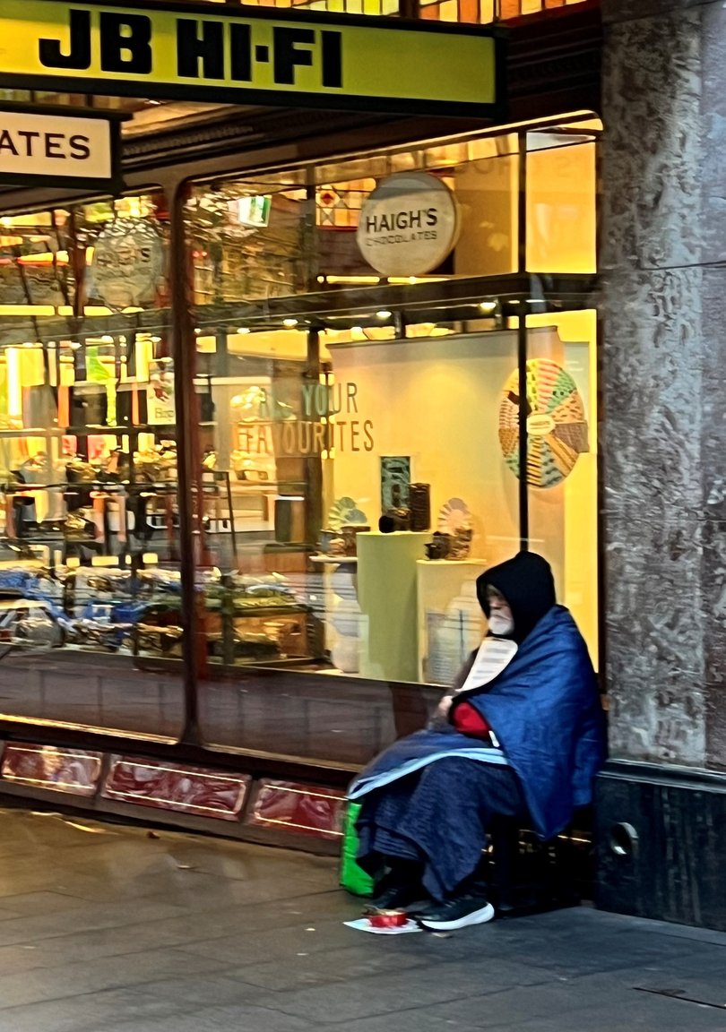 A person sleeping rough on Sydney's George St.