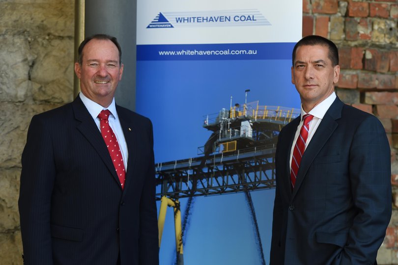 Whitehaven chairman Mark Vaile, left, and CEO Paul Flynn, right, at the Whitehaven Annual General Meeting in 2015.