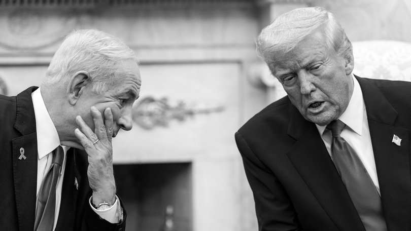 President Donald Trump with Prime Minister Benjamin Netanyahu in the Oval Office.