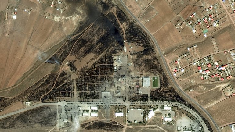 This satellite image provided by Maxar Technologies shows damage after Israeli airstrikes destroyed buildings at an Iranian missile base near Tabriz, Iran, Tuesday, June 17, 2025. 