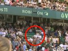 A fan was injured when an advertising board fell.