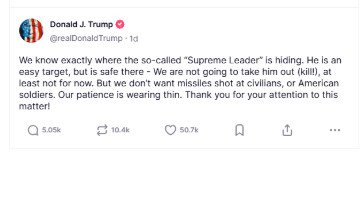 A Truth Social post from Donald Trump.