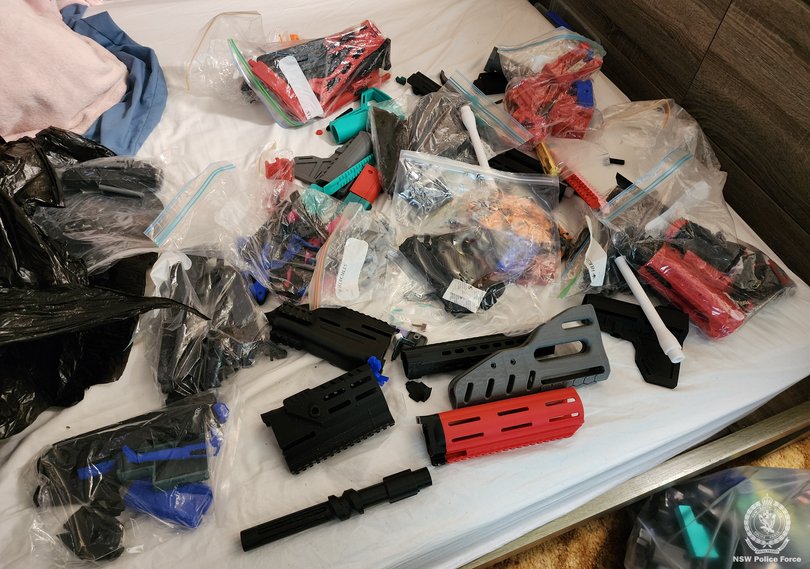 Police seized a large array of illegal 3D guns and parts.