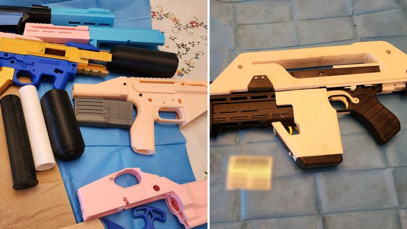 Police seized a large array of illegal 3D guns and parts.