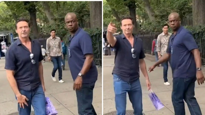Hugh Jackman stunned fans by flagging down a random car in NYC after a crowd swarmed him outside his show