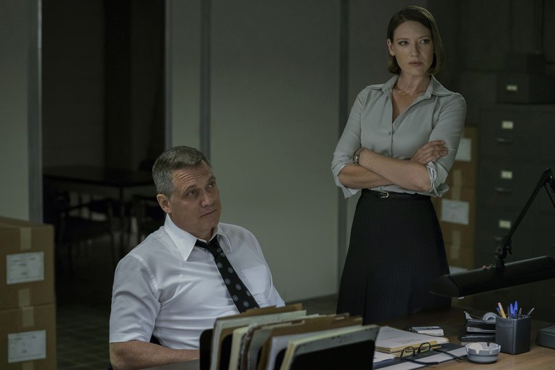 Mindhunter stars Holt McCallany and Australian Anna Torv. Picture: Patrick Harbron/Netflix
