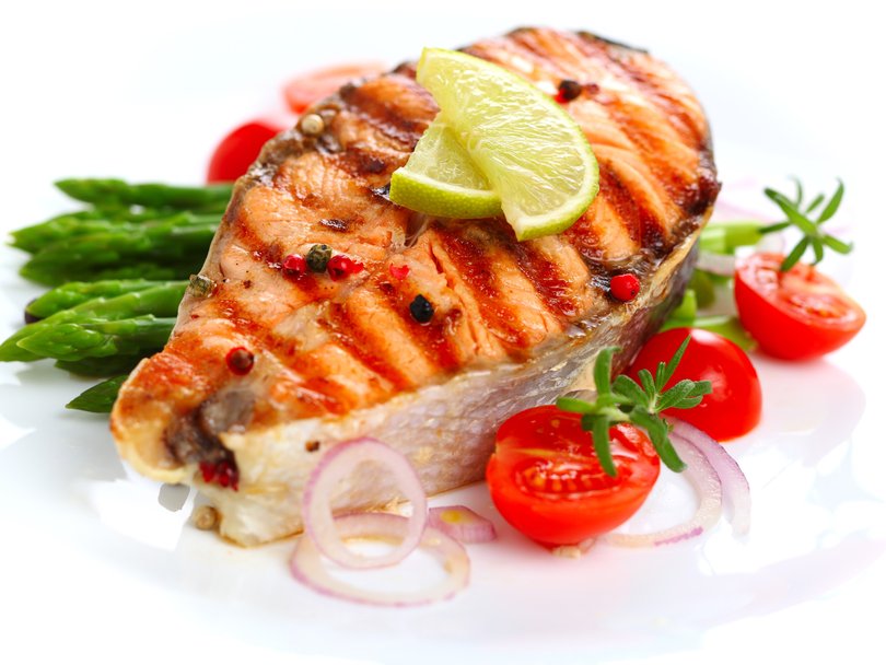 Fish and chicken contain a lot of protein.
