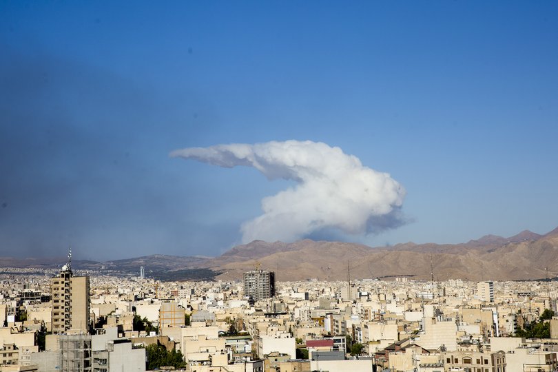 Smoke billows into the air during an Israeli airstrike in Tehran, Iran, on Wednesday, June 18, 2025. 