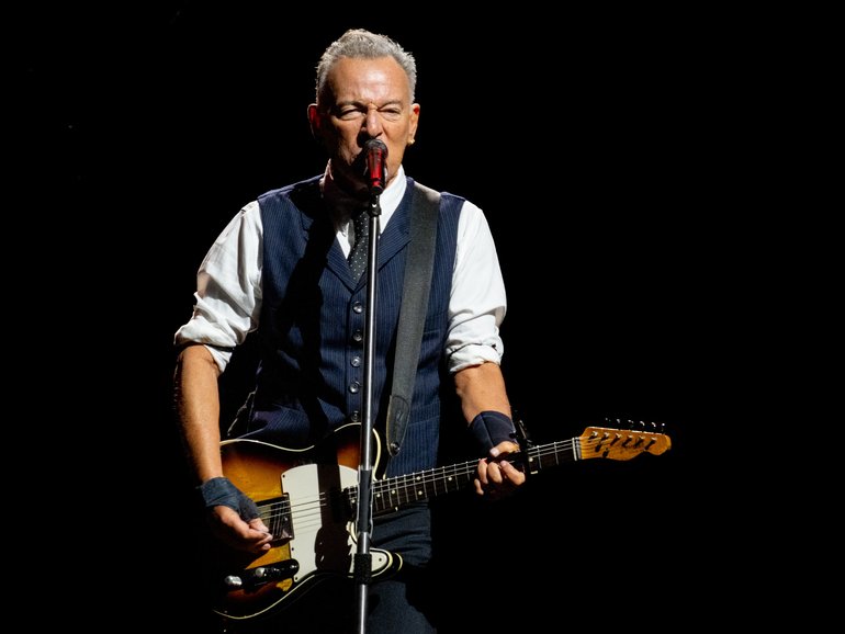 MANCHESTER, ENGLAND - MAY 14: Bruce Springsteen performs during the first night of 'The Land of Hopes and Dreams' tour at Co-op Live on May 14, 2025 in Manchester, England. (Photo by Shirlaine Forrest/Getty Images)