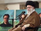 Iran's supreme leader, Ayatollah Ali Khamenei, listens to a speaker in a meeting in Tehran on Oct. 17, 2023. 