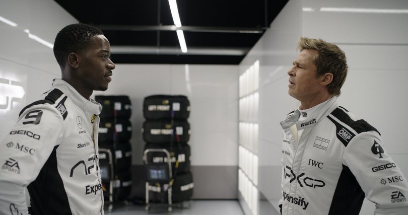 Damson Idris and Brad Pitt in F1.