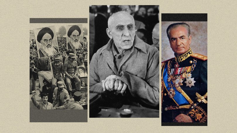 US involvement in Iran included ousting Prime Minister Mohamed Mossadegh, centre, to install Shah Mohammed Reza Pahlavi, right, who was eventually toppled during the 1979 revolution.