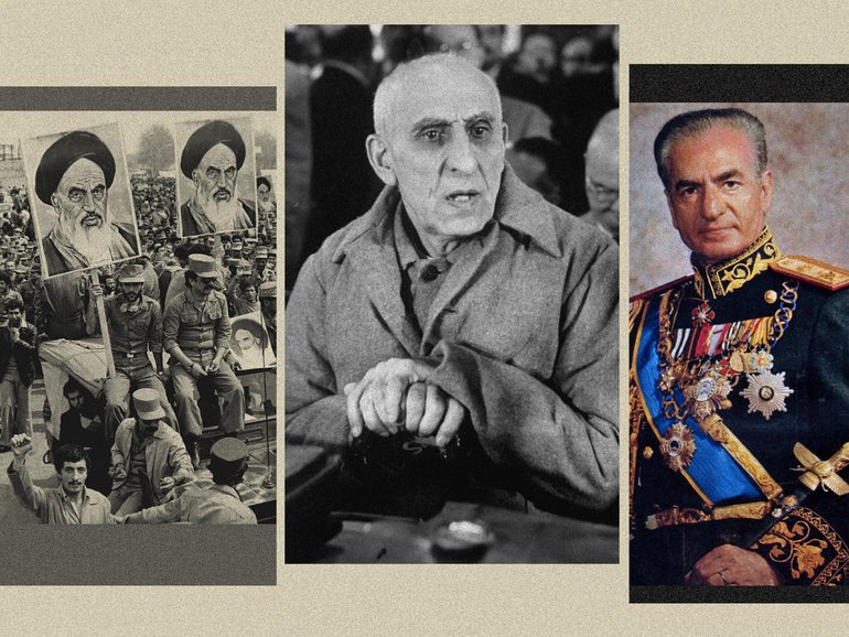 US involvement in Iran included ousting Prime Minister Mohamed Mossadegh, centre, to install Shah Mohammed Reza Pahlavi, right, who was eventually toppled during the 1979 revolution.