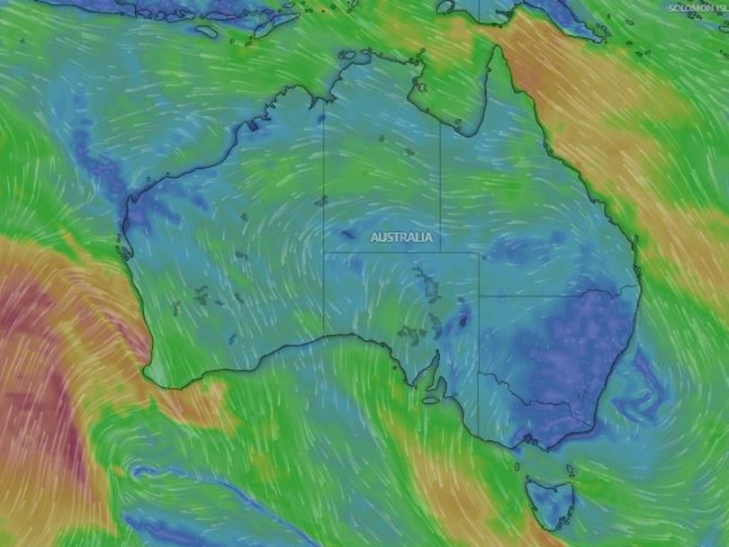 Millions are bracing for a deep freeze to set over the southern half of Australia, with an icy and wintry chill locking firmly in place. Picture: Windy