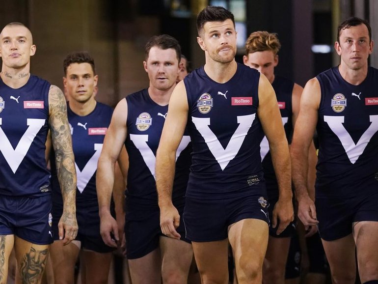 The Big V jumper could be returning after last being seen at a 2020 charity bushfire relief game. (Michael Dodge/AAP PHOTOS)