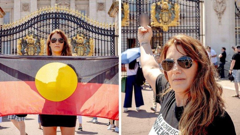 Lidia Thorpe sparked controversy with a series of photos taken outside Buckingham Palace. Facebook