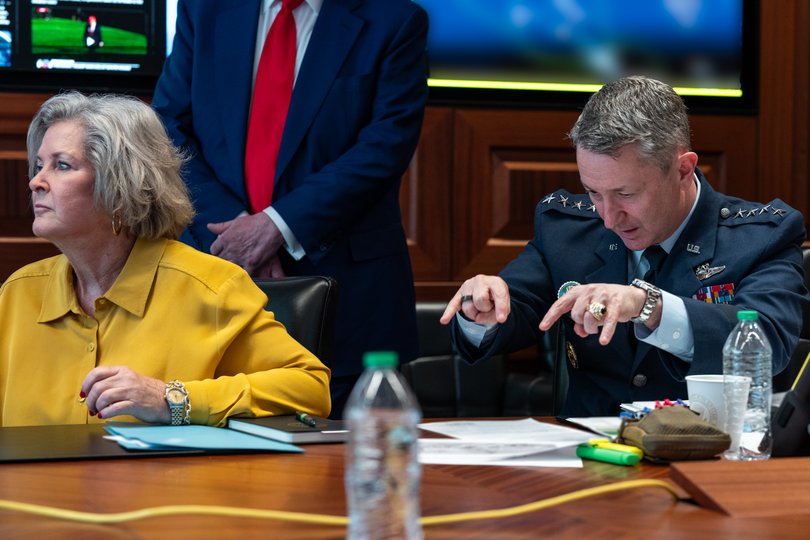 White House Chief of Staff Susie Wiles and chairman of the Joint Chiefs of Staff Dan Caine.