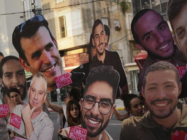 The remains of three Israeli hostages have been recovered from Gaza, the military says. (AP PHOTO)