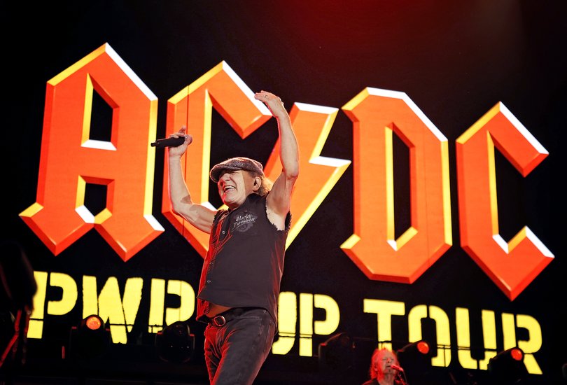 AC/DC frontman Brian Johnson performs during the Power Up tour in Nashville, Tennessee, in May 2025.
