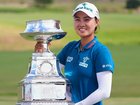 Minjee Lee is all smiles after she secured her third major triumph by taking out the Women's PGA. (AP PHOTO)