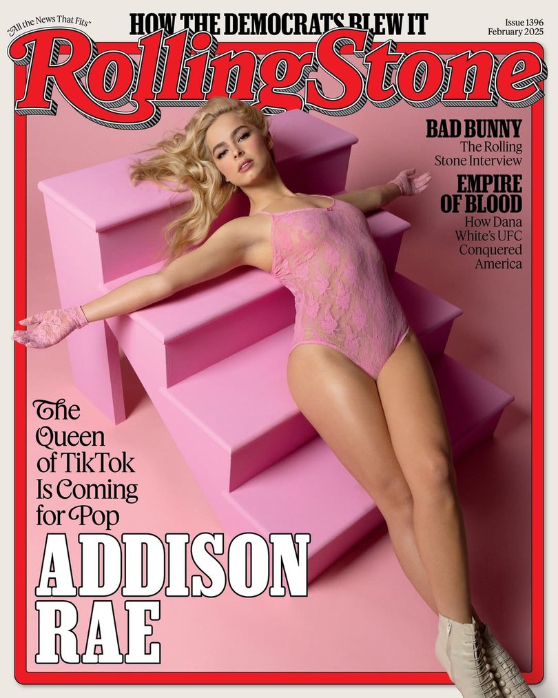 Addison Rae on the cover of Rolling Stone in February.