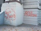 The graffiti was scrawled soon after US bombs fell on Iran. Supplied