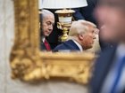 Israeli Prime Minister Benjamin Netanyahu meets with President Donald Trump in the Oval Office on April 7. MUST CREDIT: Jabin Botsford/The Washington Post