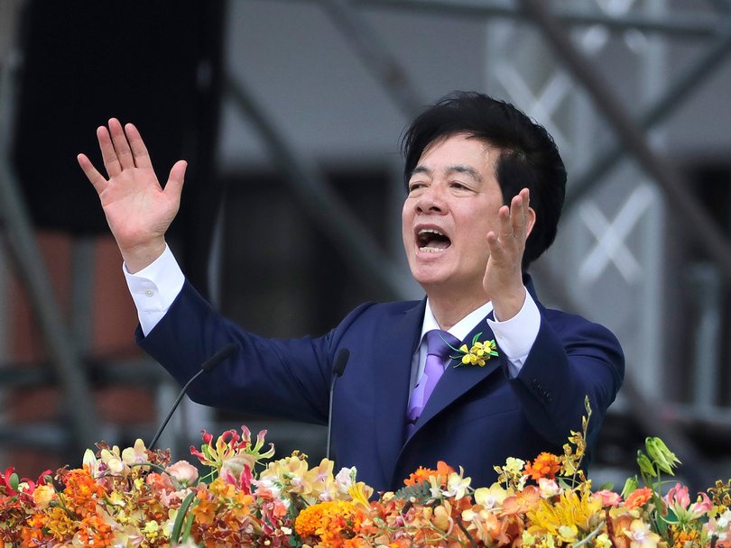 Taiwan's President Lai Ching-te delivers an acceptance speech during his inauguration ceremony in Taipei, Taiwan, Monday, May 20, 2024.