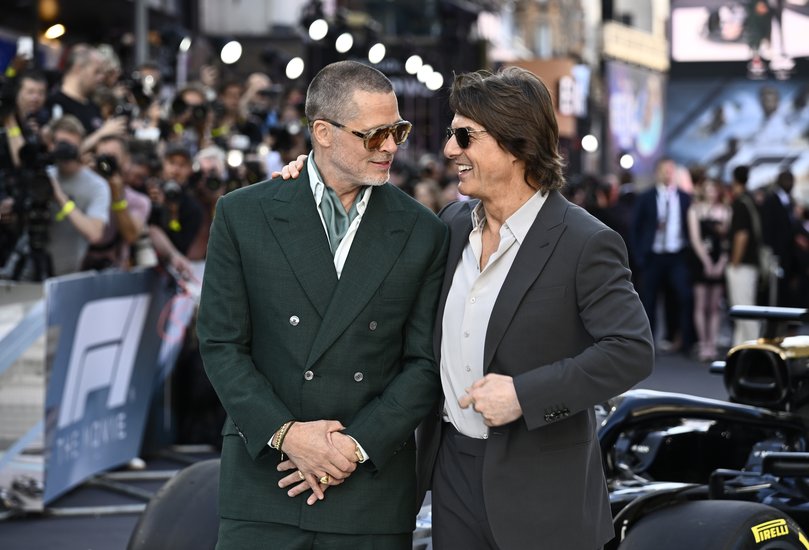 Brad Pitt and Tom Cruise attend the European Premiere of F1 The Movie at Cineworld, Leicester Square.